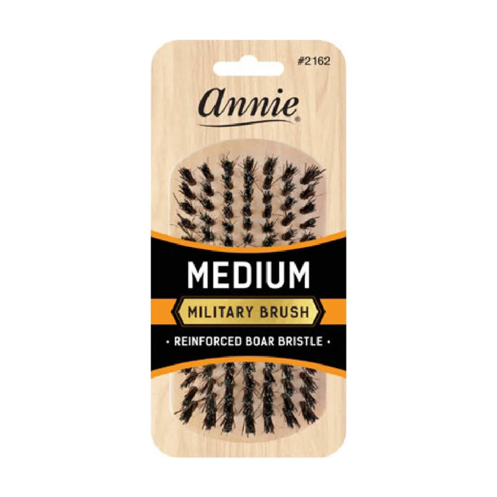 Annie Medium Wooden Military Brush, Boar & Nylon Bristle, Light Brown
