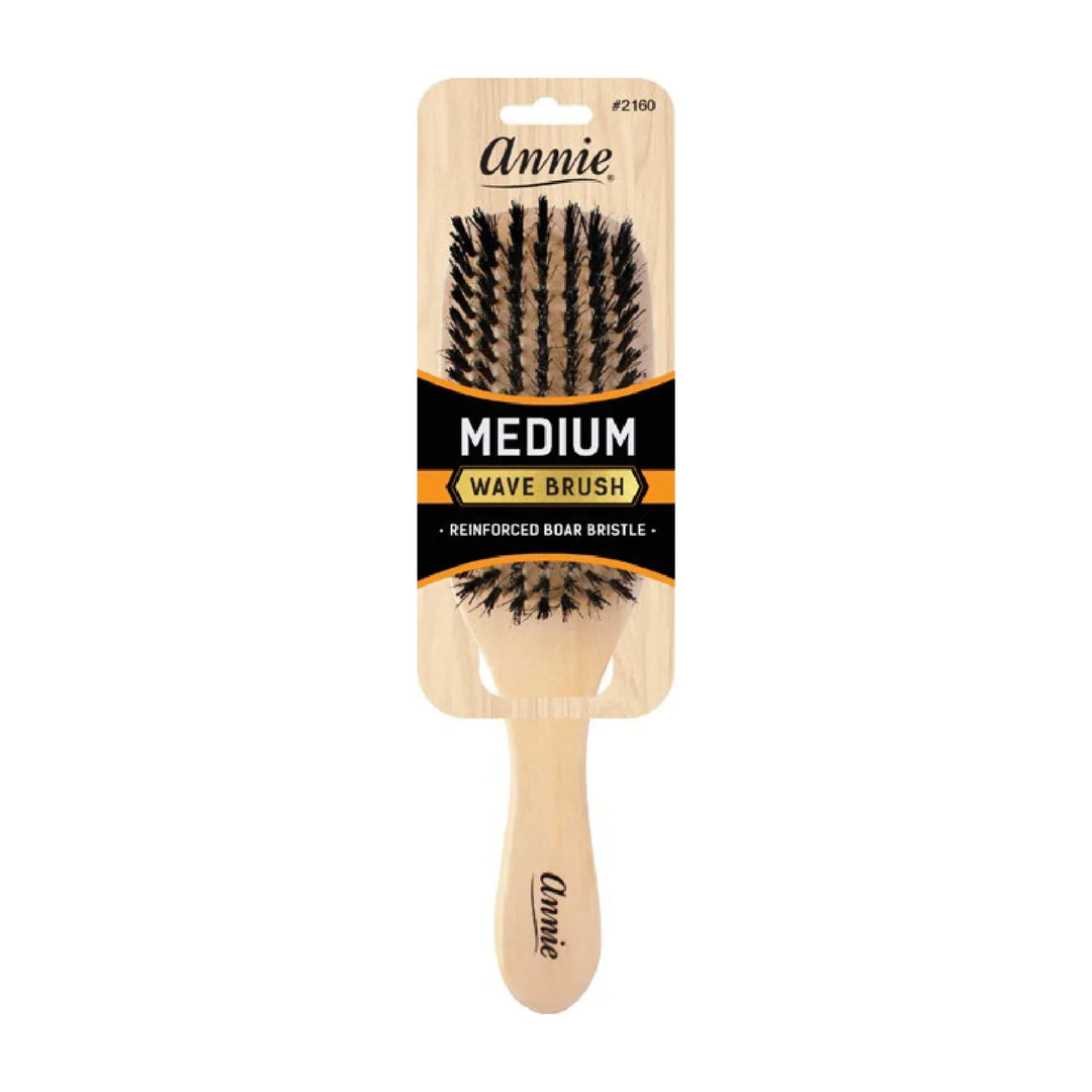 Annie Medium Wooden Wave Brush, Boar & Nylon Bristle, Light Brown