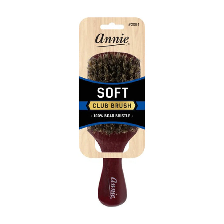 Annie Soft Club Brush 100% Pure Boar Bristles, Dark Brown
