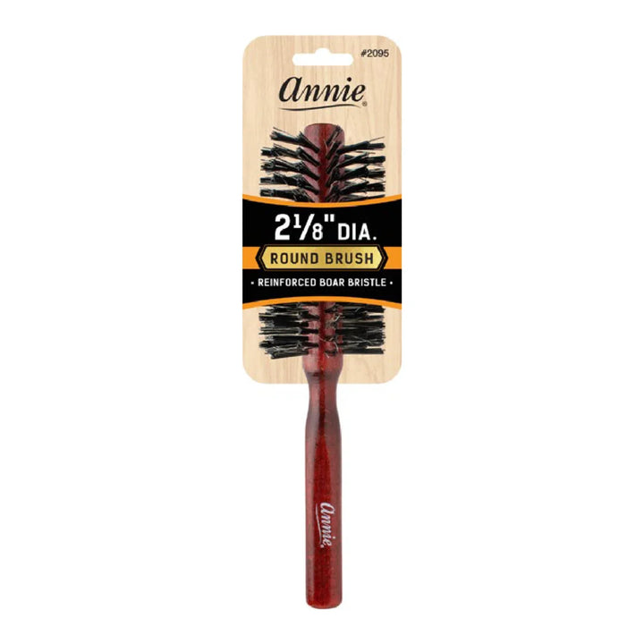 Annie Hard Boar & Nylon Bristle Round Brush 2 1/8 Inch, 1 Count, Dark Brown
