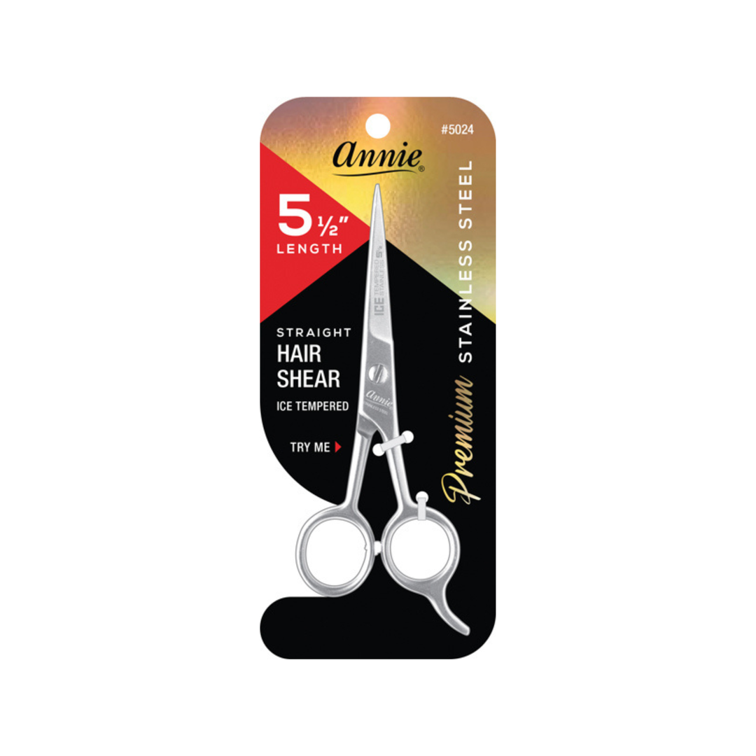 Annie Ice Tempered Stainless Steel Hair Shears 5.5 Inch, 1 Count, Silver