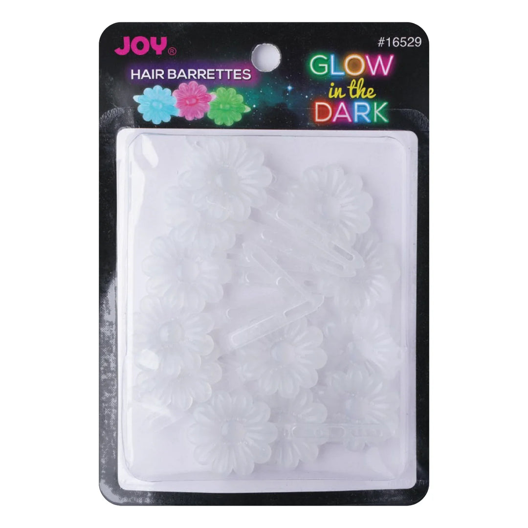 Joy Barrettes Glow-in-the-Dark, 12 Pieces, White Daisy