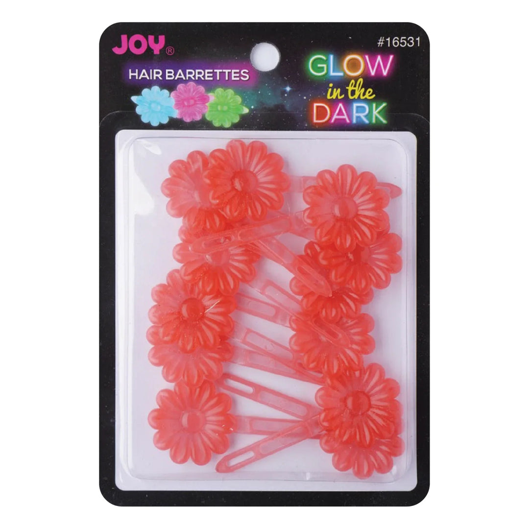 Joy Barrettes Glow-in-the-Dark, 12 Pieces, Red Daisy