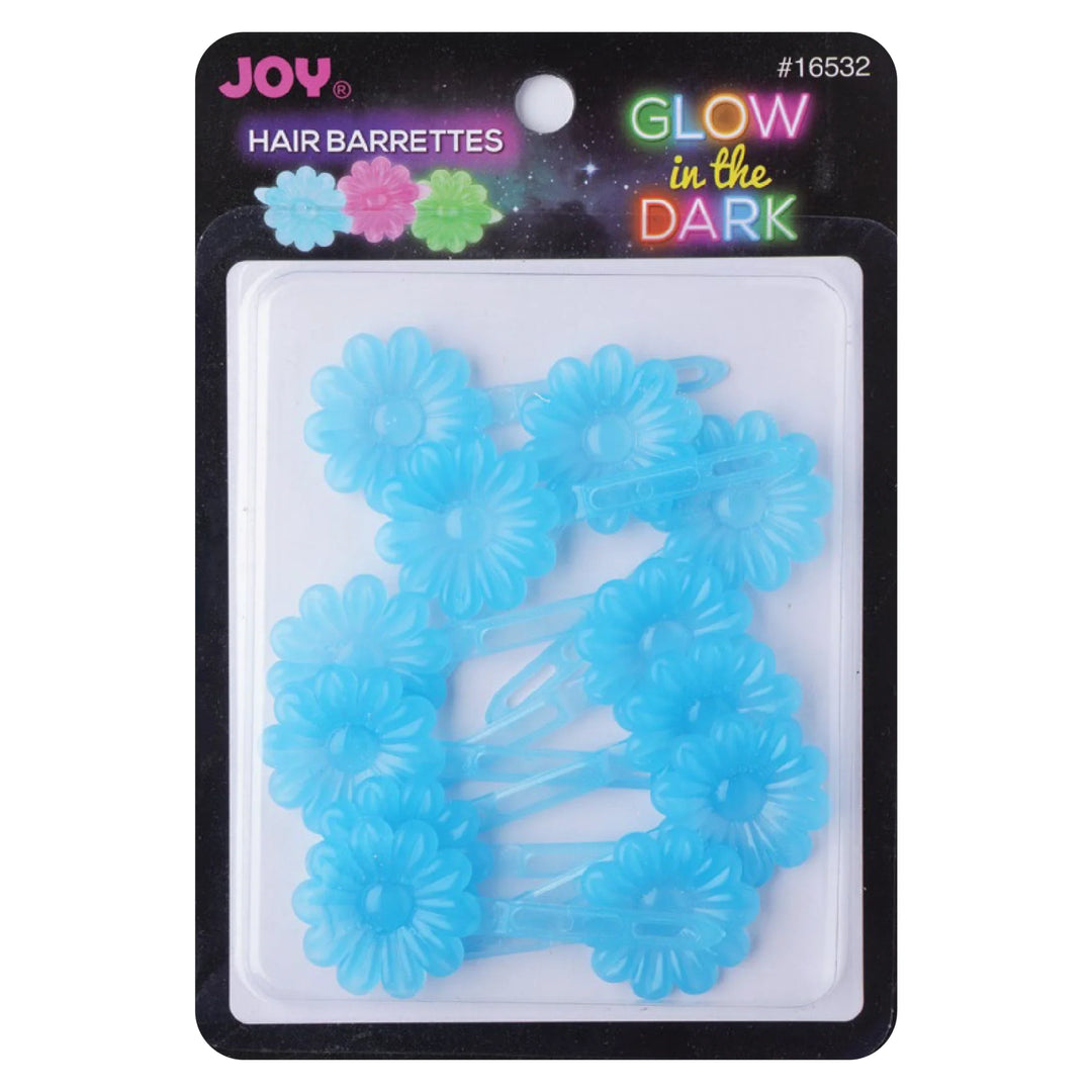 Joy Barrettes Glow-in-the-Dark, 12 Pieces, Blue Daisy