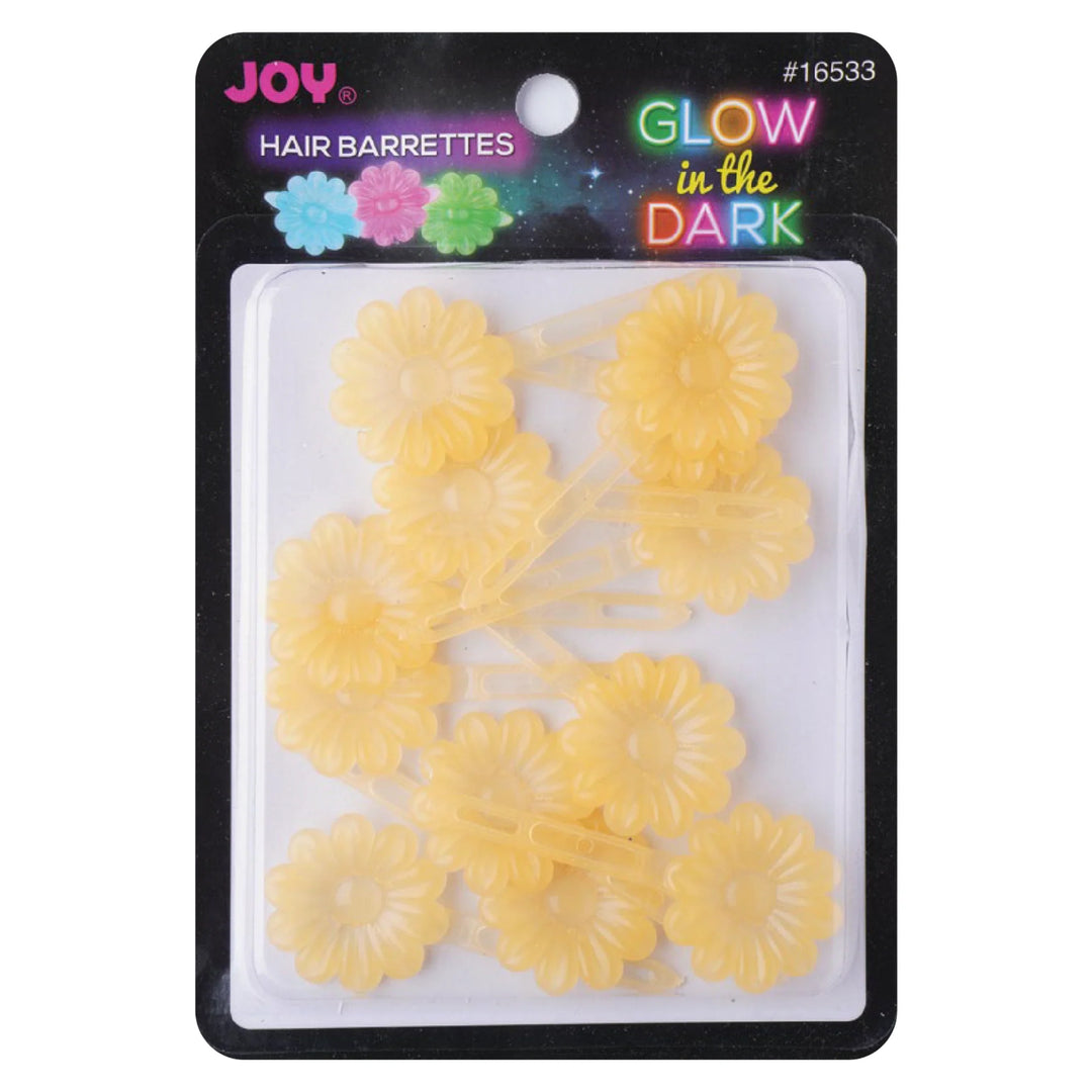 Joy Barrettes Glow-in-the-Dark, 12 Pieces, Yellow Daisy