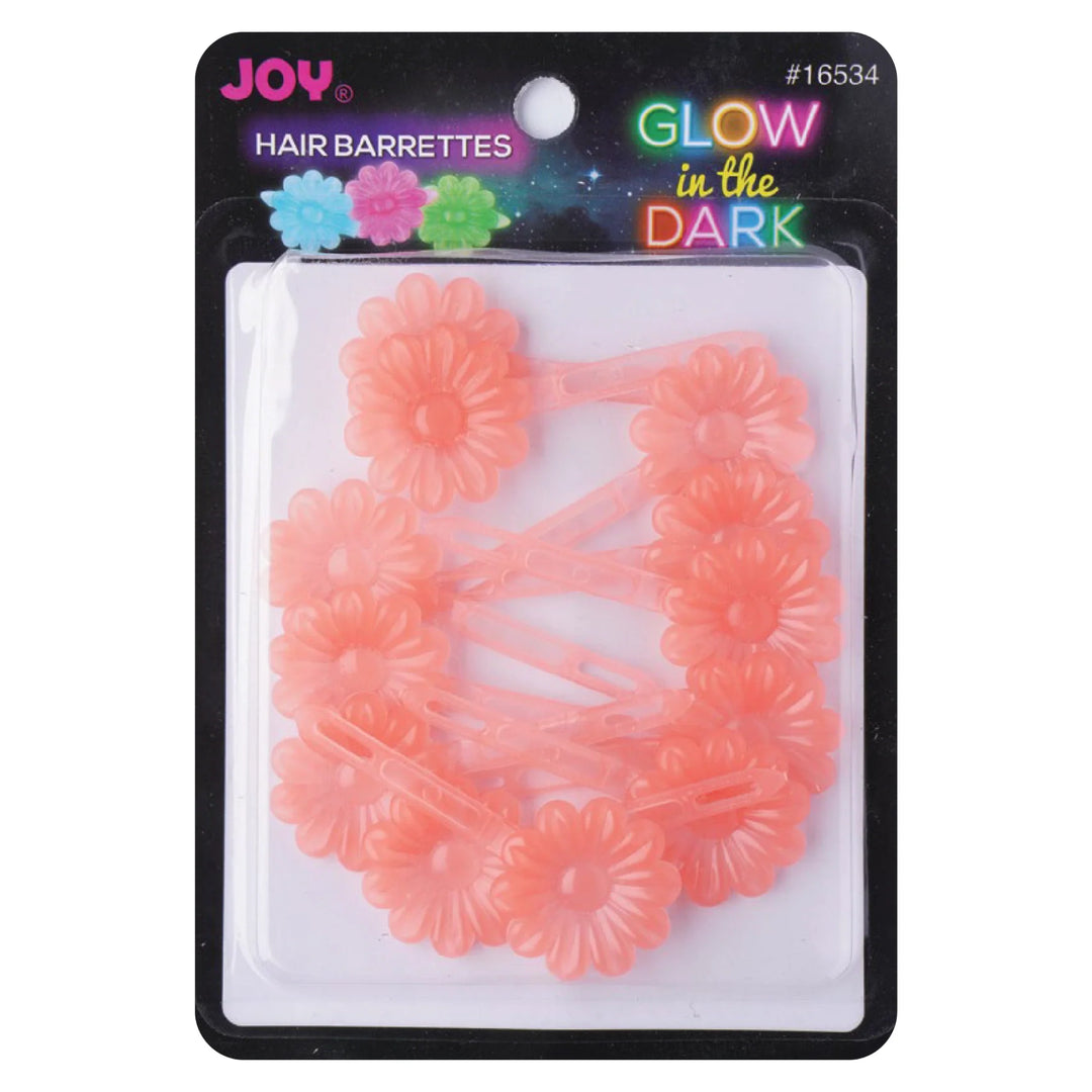 Joy Barrettes Glow-in-the-Dark, 12 Pieces, Orange Daisy