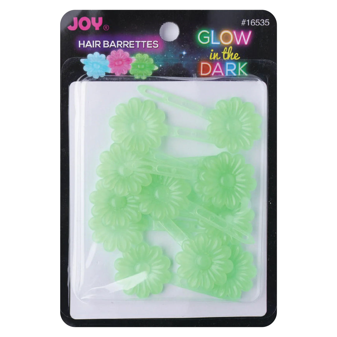 Joy Barrettes Glow-in-the-Dark, 12 Pieces, Green Daisy