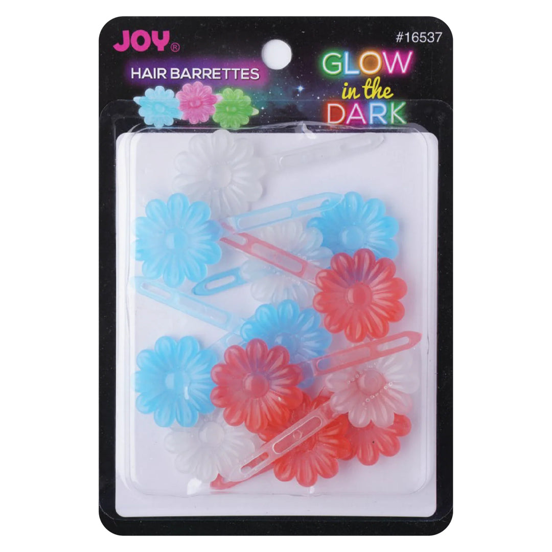 Joy Barrettes Glow-in-the-Dark, 12 Pieces, Red, White, and Blue Daisy