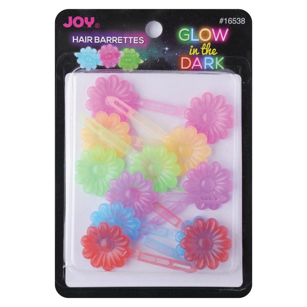Joy Barrettes Glow-in-the-Dark, 12 Pieces, Multicolor Daisy
