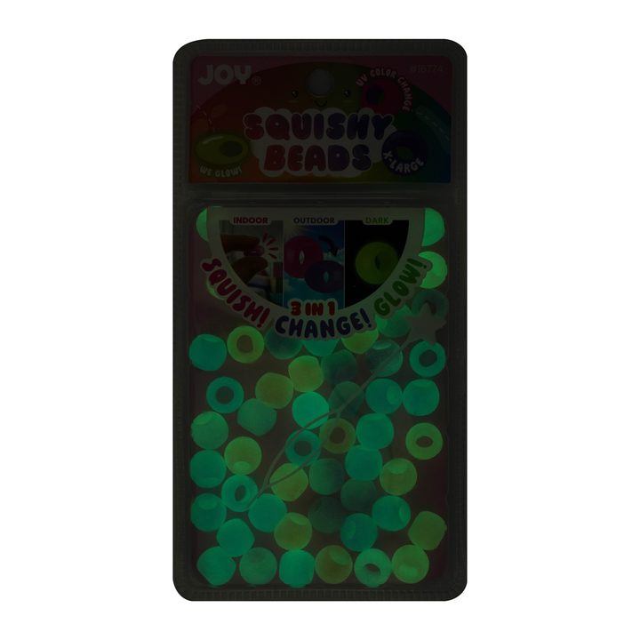 Joy Round Squishy Hair Beads X-Large, 80 Count, UV Glow-in-Dark White