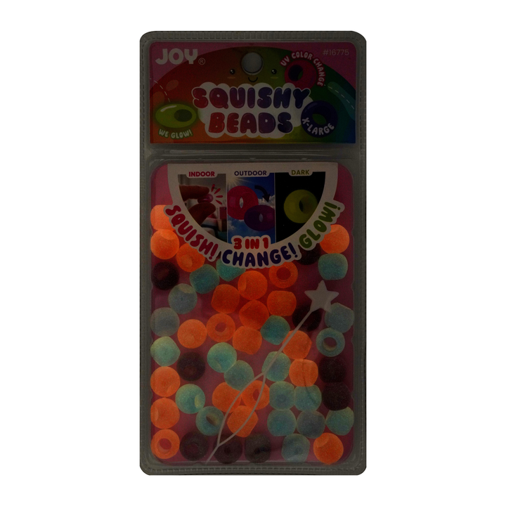 Joy Round Squishy Hair Beads X-Large, 80 Count, UV Glow-in-Dark Pink