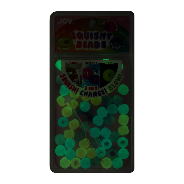 Joy Round Squishy Hair Beads X-Large, 80 Count, UV Glow-in-Dark White Mix