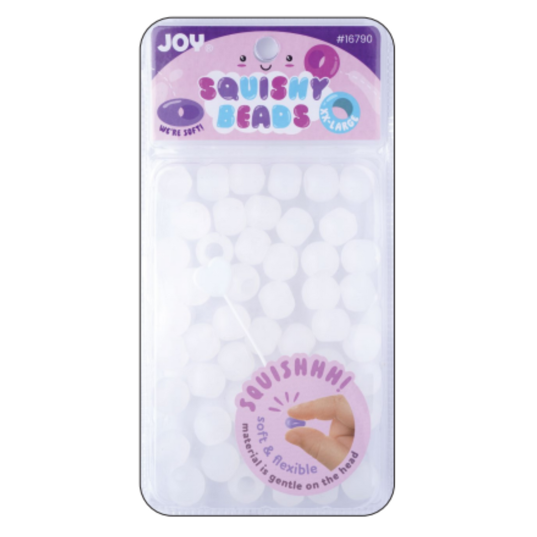 Joy Round Squishy Hair Beads XX-Large, 50 Count, Clear