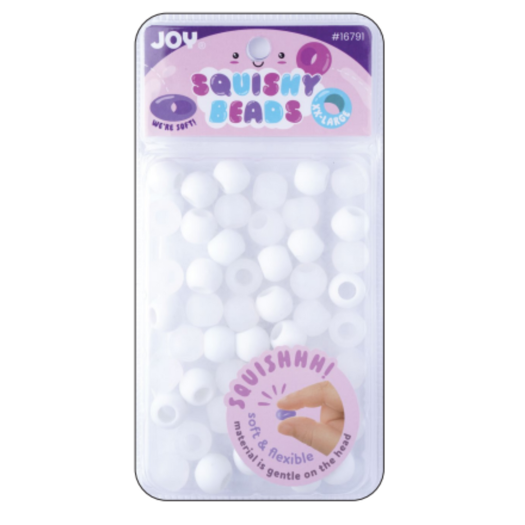 Joy Round Squishy Hair Beads XX-Large, 50 Count, Clear & White