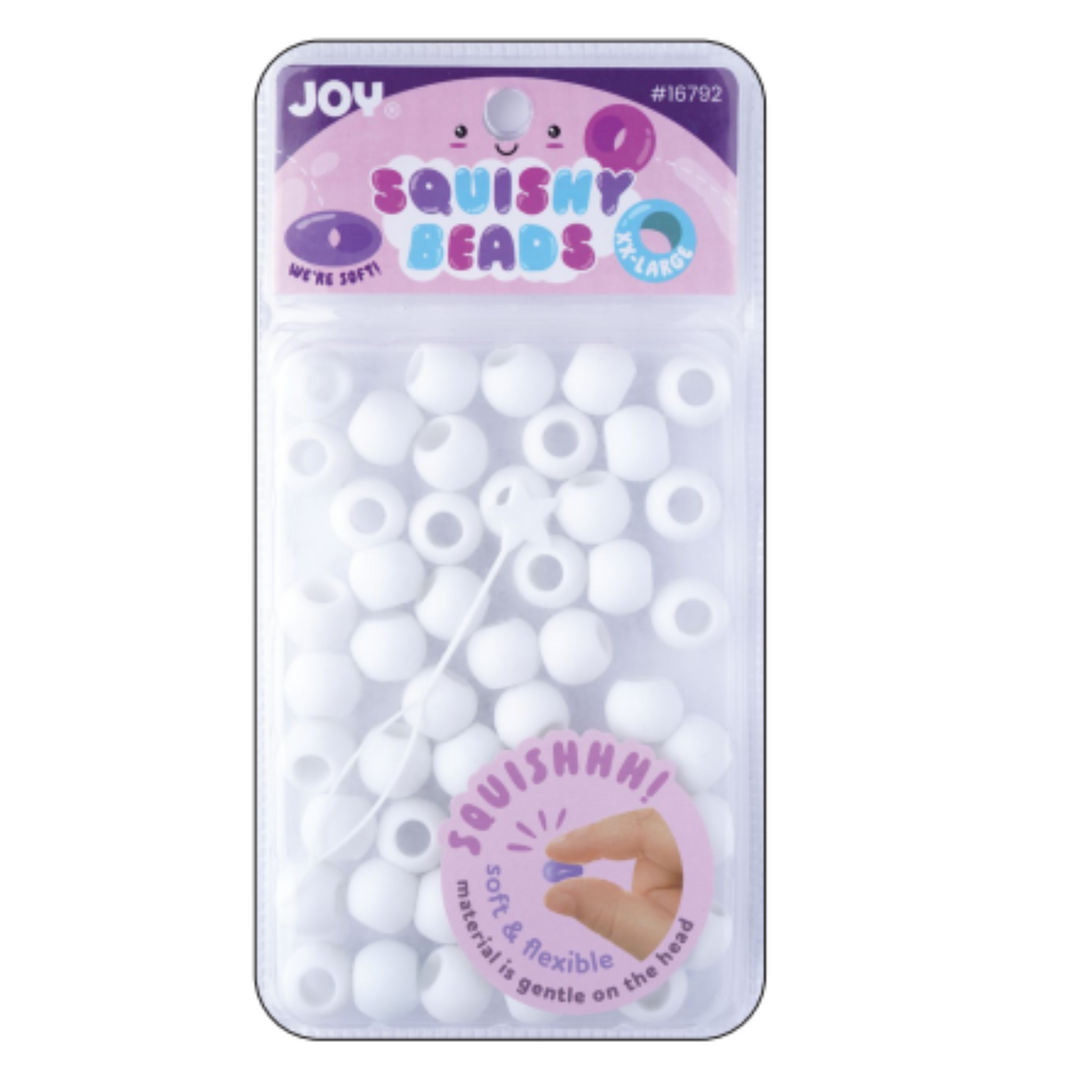 Joy Round Squishy Hair Beads XX-Large, 50 Count, White