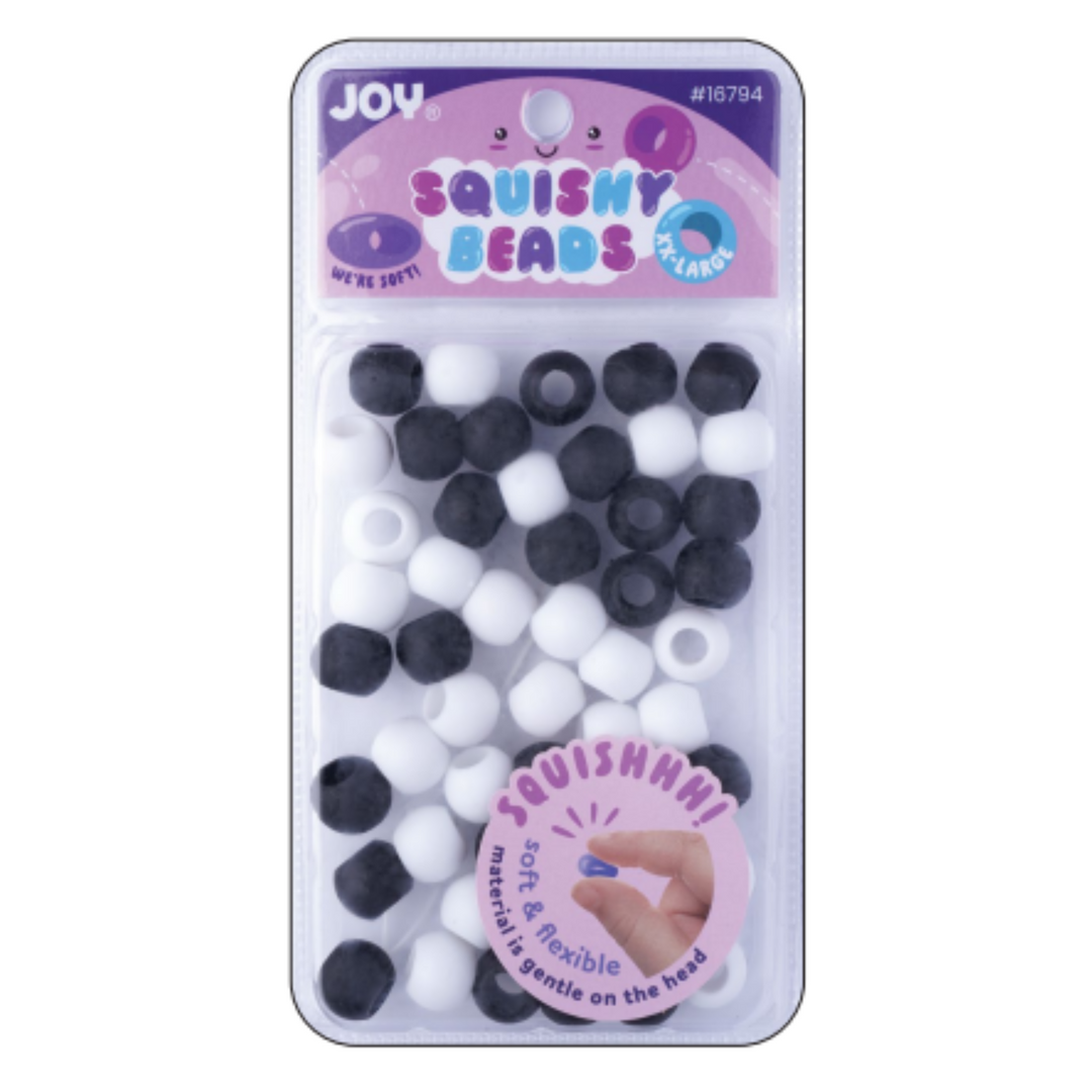Joy Round Squishy Hair Beads XX-Large, 50 Count, Black & White