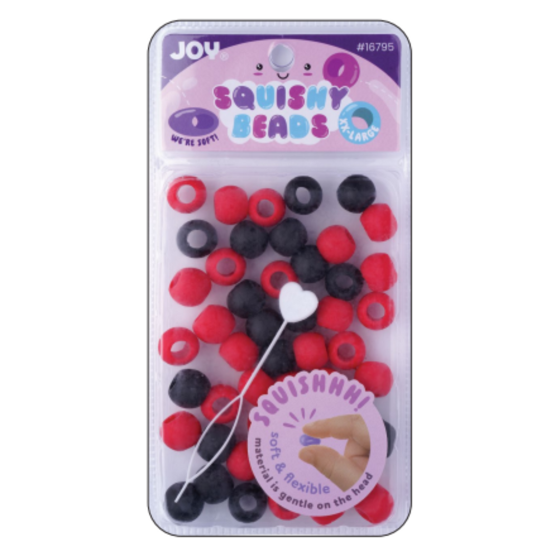 Joy Round Squishy Hair Beads XX-Large, 50 Count, Red & Black