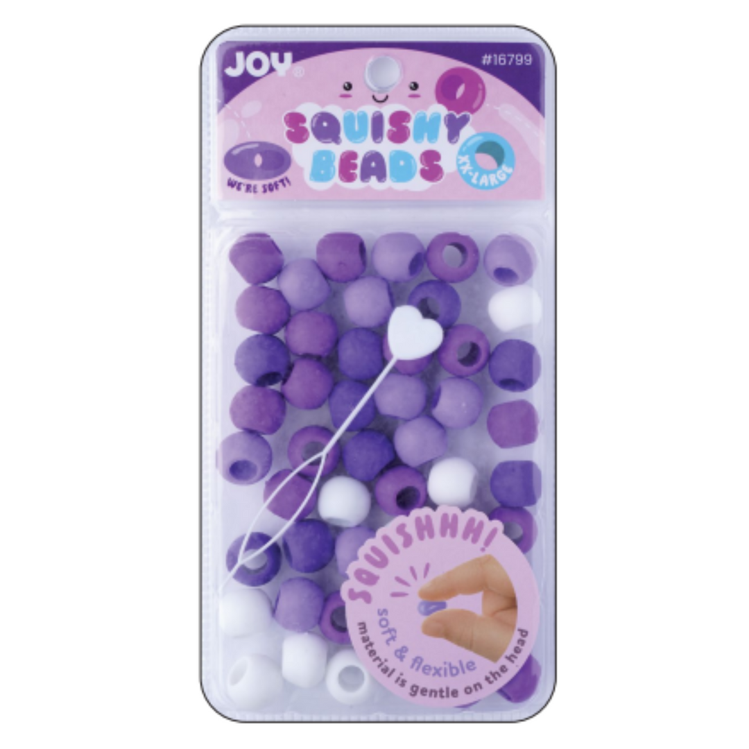 Joy Round Squishy Hair Beads XX-Large, 50 Count, Purple Mix