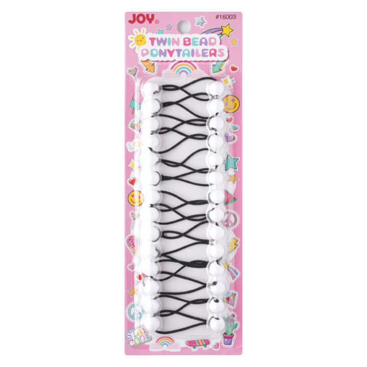 Joy Twin Beads Ponytailers 12mm, 14 Count, White