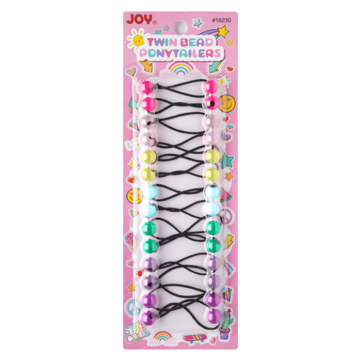 Joy Twin Bead Ponytailers 12mm, 14 Count, Assorted Color