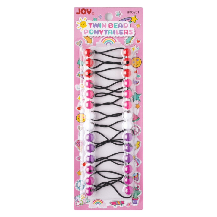 Joy Twin Bead Ponytailers 12mm, 14 Count, Assorted Color