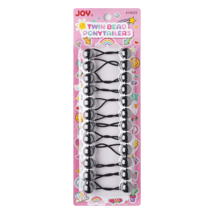 Joy Twin Beads Ponytailers 16mm, 12 Count, Black