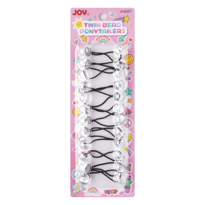 Joy Twin Beads Ponytailers 16mm, 12 Count, Clear