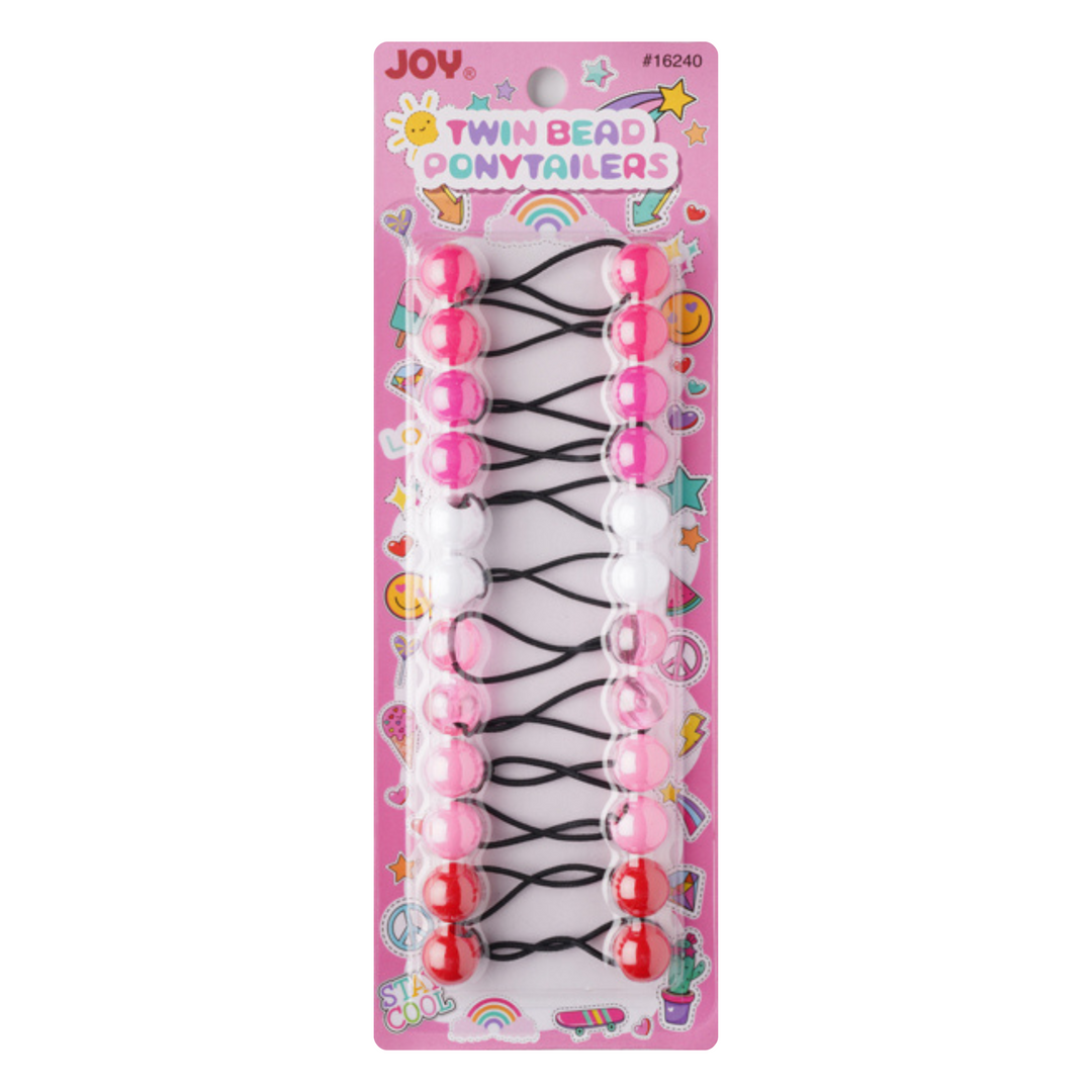 Joy Twin Beads Ponytailer 16mm, 12 Count, Assorted Color