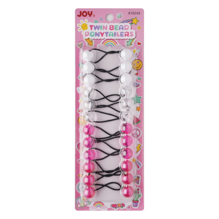 Joy Twin Bead Ponytailers 16mm, 12 Count, Assorted Color