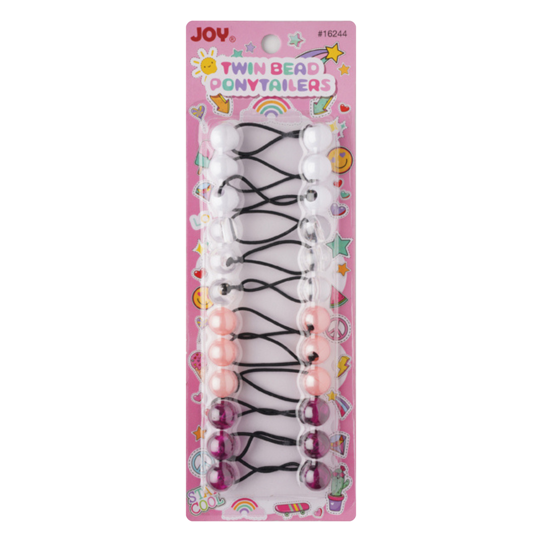 Joy Twin Bead Ponytailers 16mm, 12 Count, Assorted Color