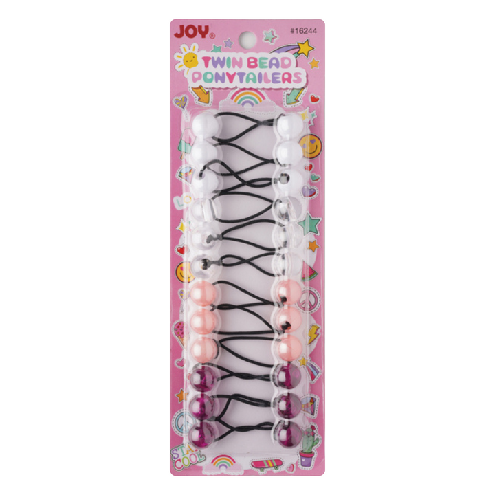 Joy Twin Bead Ponytailers 16mm, 12 Count, Assorted Color