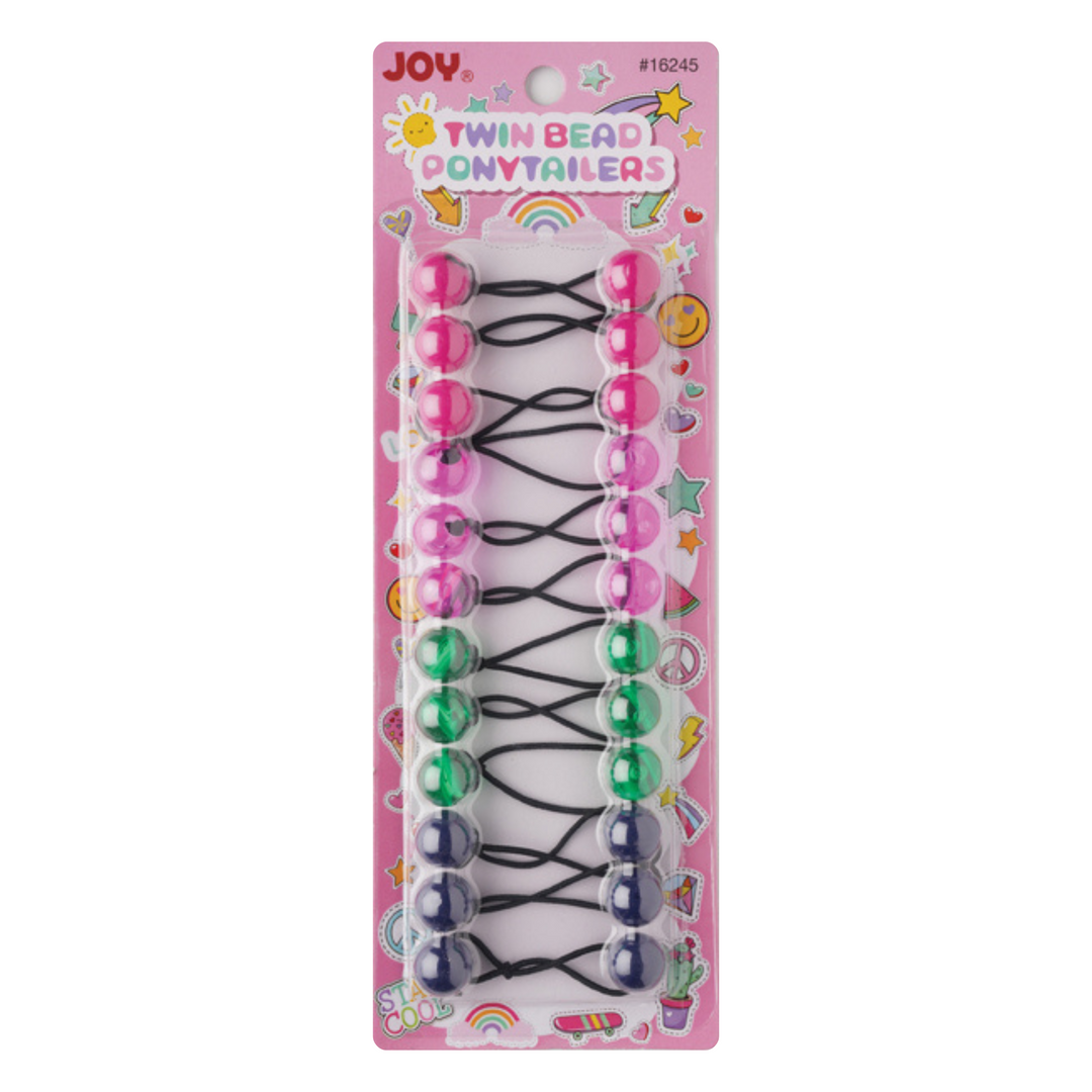 Joy Twin beads Ponytailer 16mm, 12 Count, Assorted Color