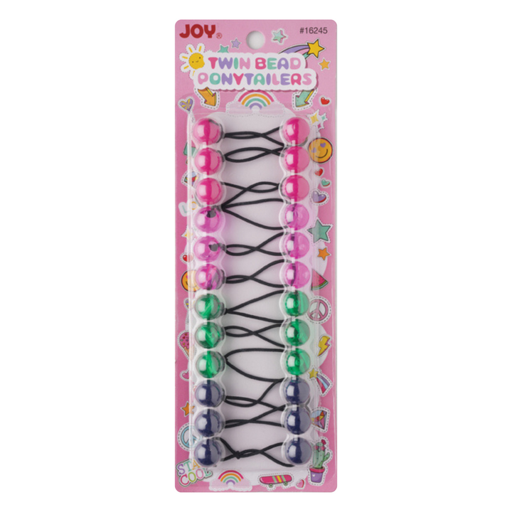 Joy Twin beads Ponytailer 16mm, 12 Count, Assorted Color