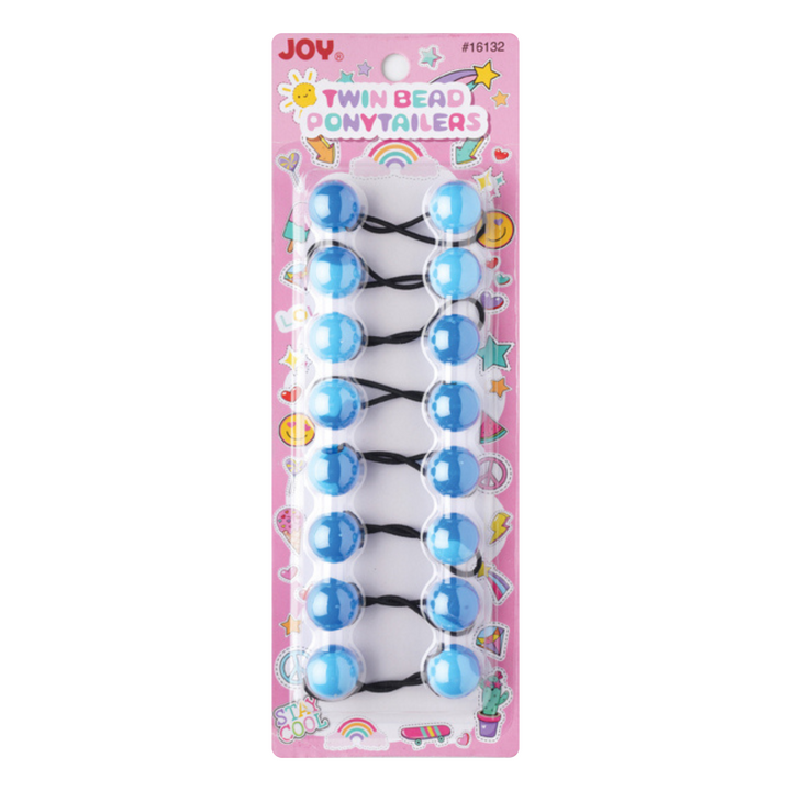 Joy Twin Beads Ponytailers 20mm, 8 Count, Two Tone Blue