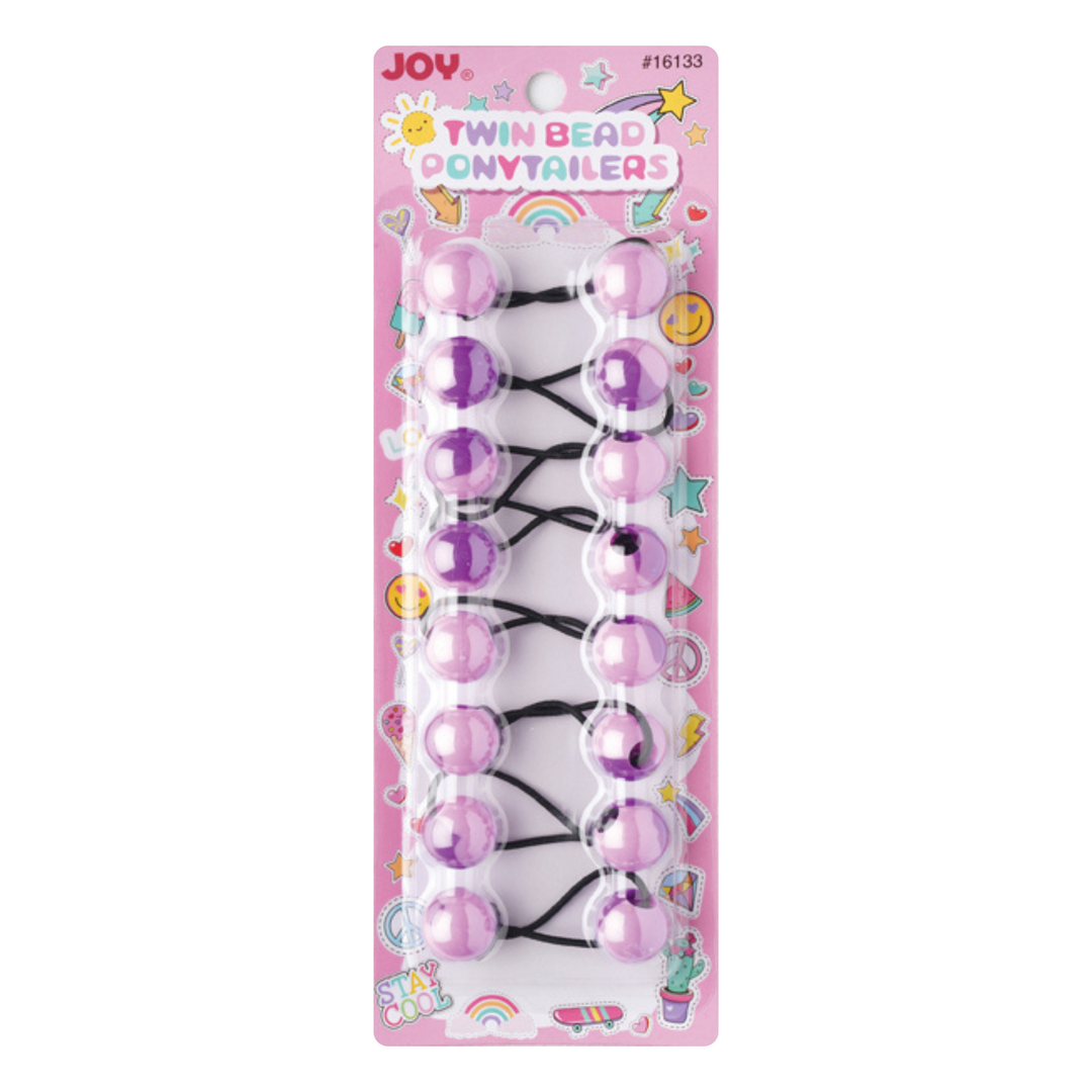 Joy Twin Beads Ponytailers 20mm, 8 Count, Two Tone Purple