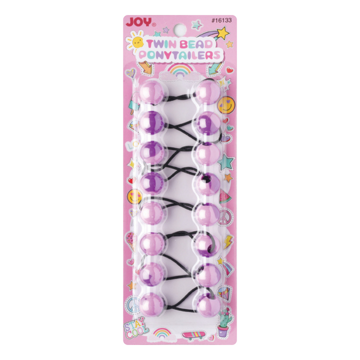 Joy Twin Beads Ponytailers 20mm, 8 Count, Two Tone Purple
