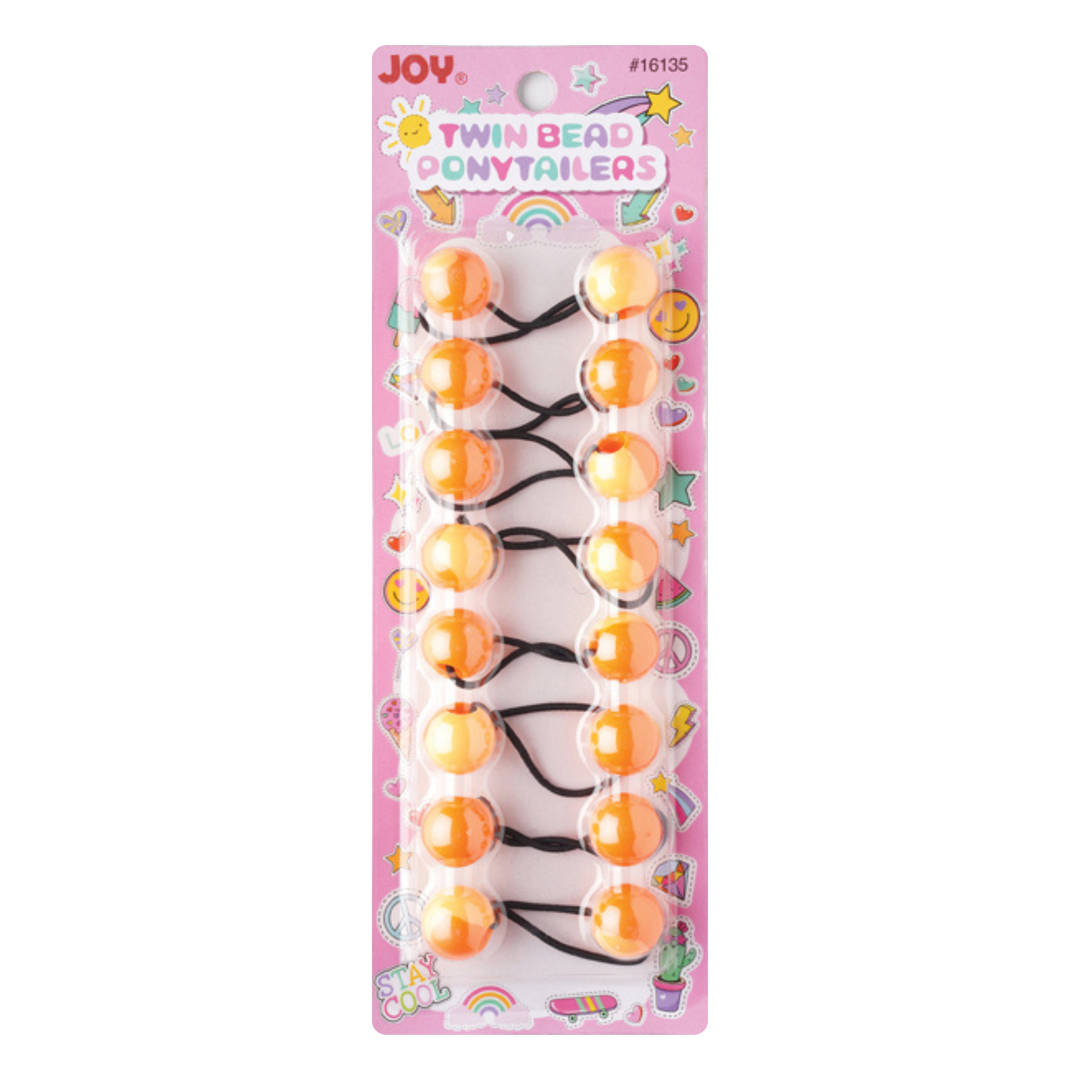 Joy Twin Beads Ponytailers 20mm, 8 Count, Two Tone Orange