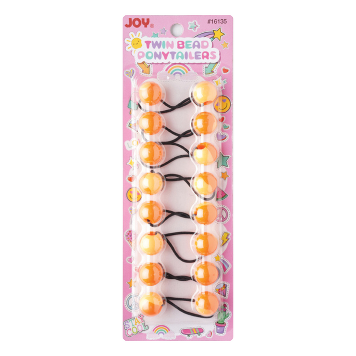 Joy Twin Beads Ponytailers 20mm, 8 Count, Two Tone Orange