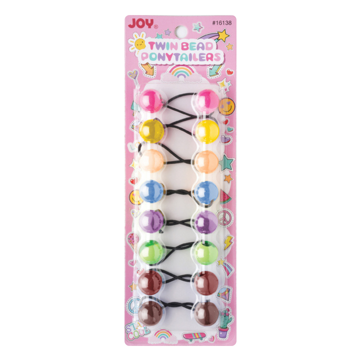 Joy Twin Beads Ponytailers 20mm, 8 Count, Two Tone Assorted Color