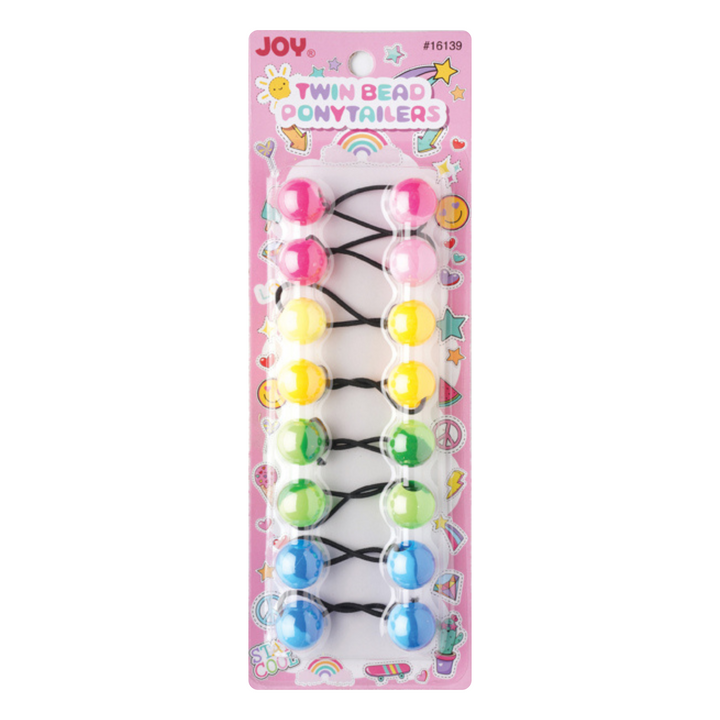 Joy Twin Beads Ponytailers 20mm, 8 Count, Two Tone Assorted Color