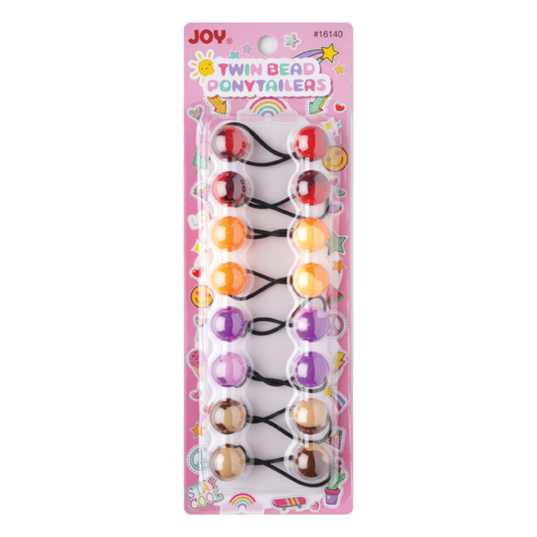 Joy Twin Beads Ponytailers 20mm, 8 Count, Two Tone Assorted Color