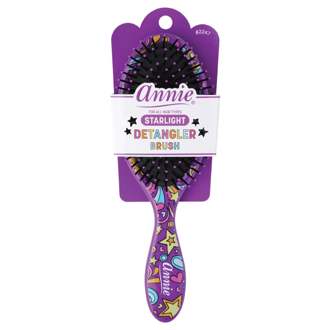 Annie Detangling Round Paddle Brush, 1 Count, Purple Starlight
