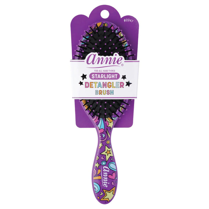 Annie Detangling Round Paddle Brush, 1 Count, Purple Starlight