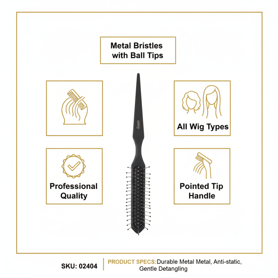 Annie Metal Wig Brush W/ Ball Tips, 1 Count, Black
