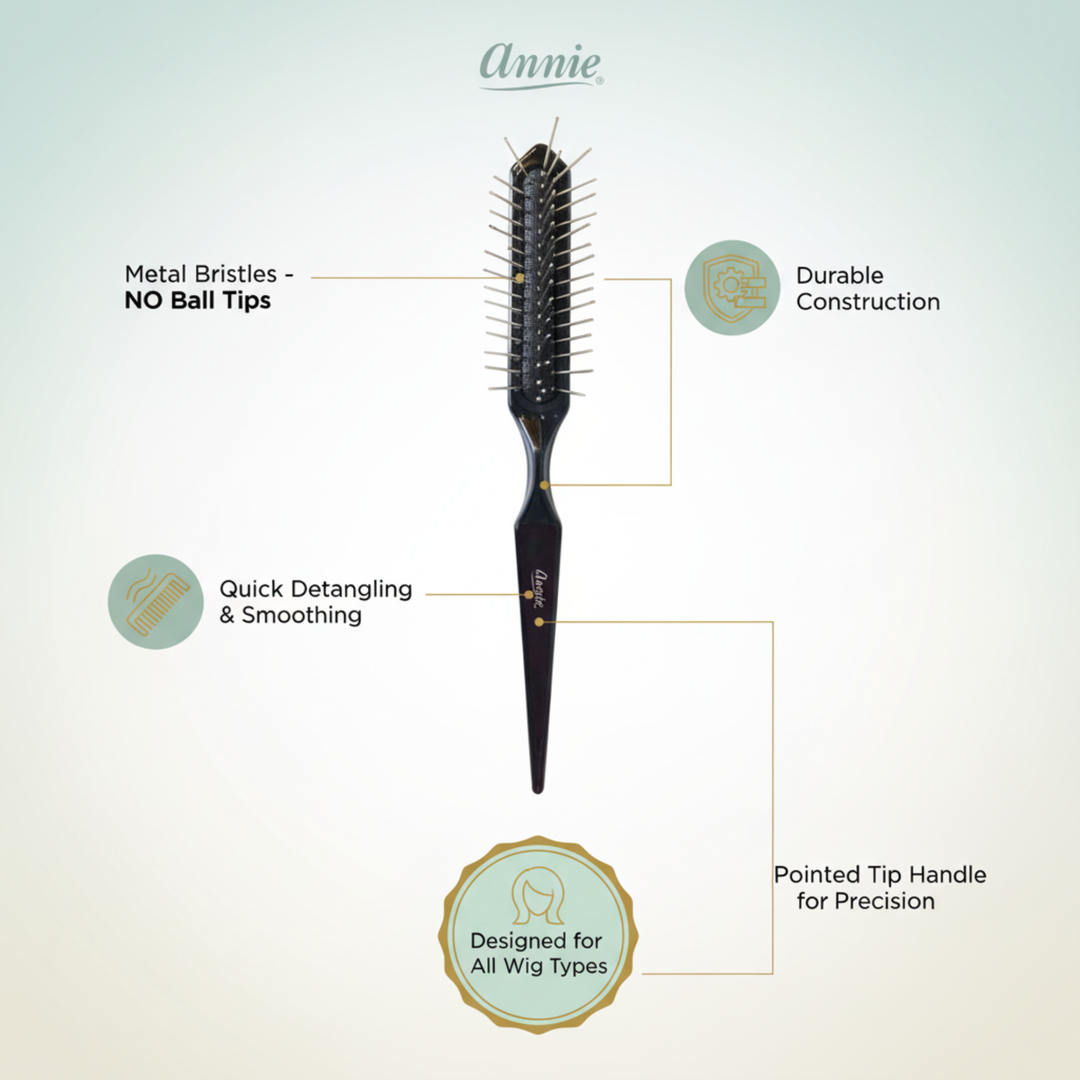 Annie Metal Wire Wig Brush Without Ball Tips, 1 Count, Black