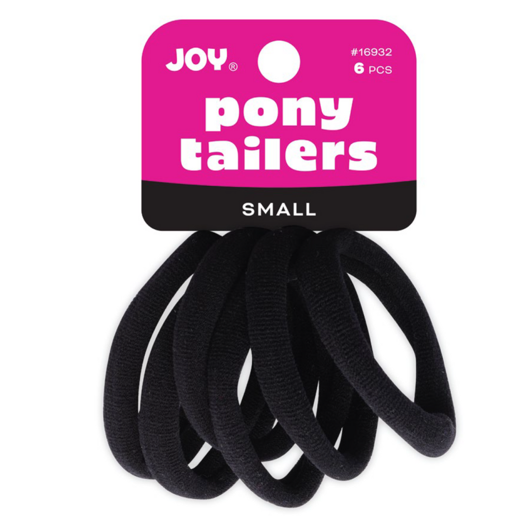Joy Soft Ponytailers Small, 6 Count Gentle Kids' Hair Ties, Black
