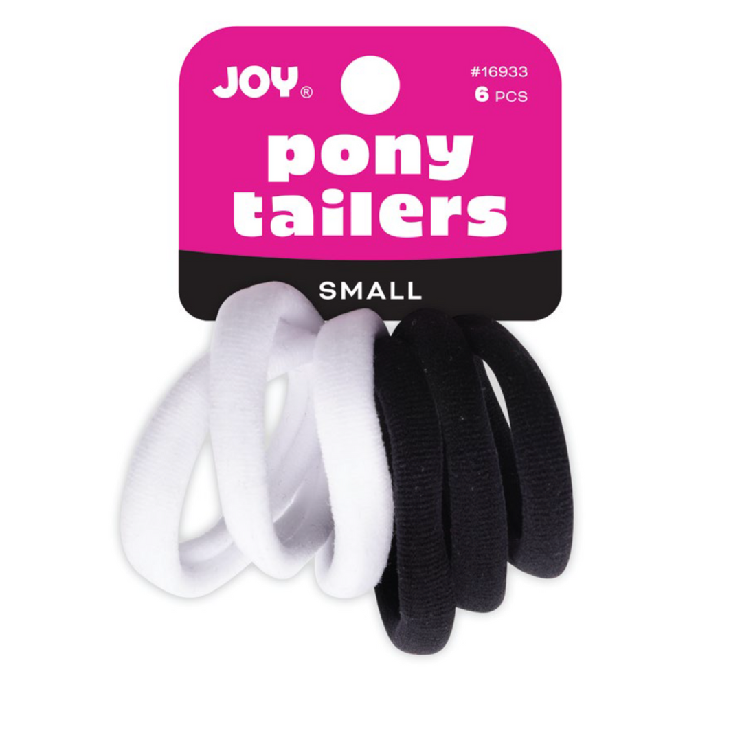 Joy Soft Ponytailers Small, 6 Count Gentle Kids' Hair Ties, Black & White