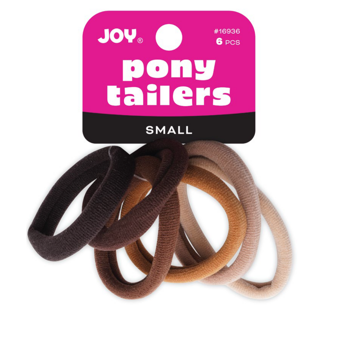Joy Soft Ponytailers Small, 6 Count Gentle Kids' Hair Ties, Assorted Brown