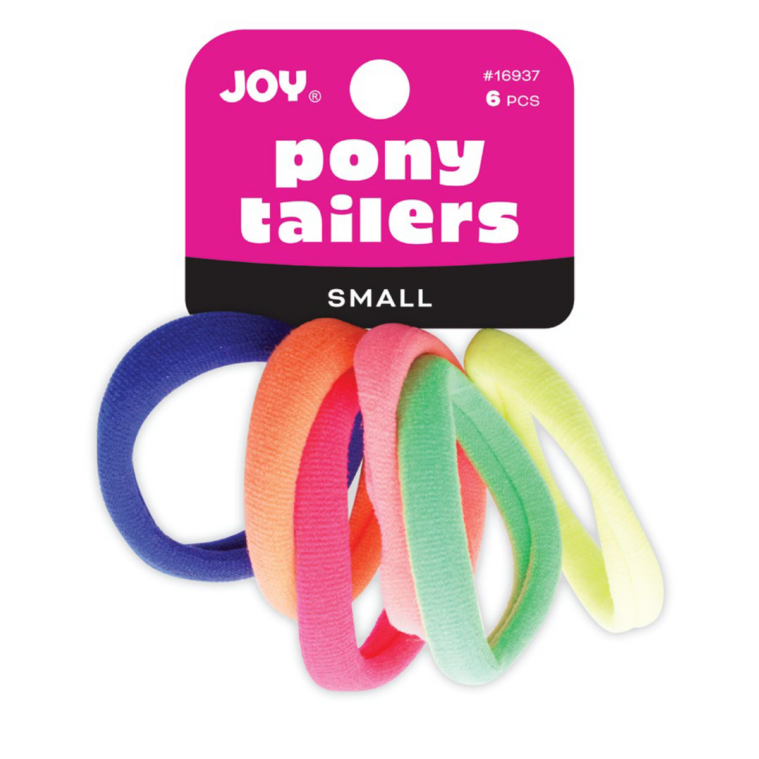 Joy Soft Ponytailers Small, 6 Count Gentle Kids' Hair Ties, Assorted Neon