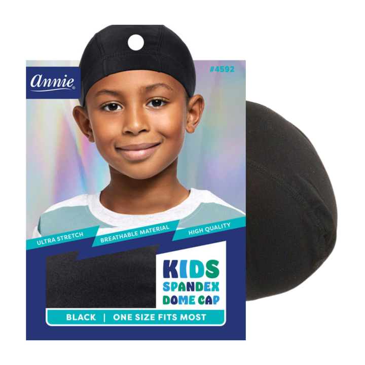 Annie Premium Kid Spandex Dome Cap, 1 Count, Black